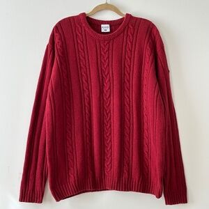 Columbia Red Cable Knit Crewneck Sweater